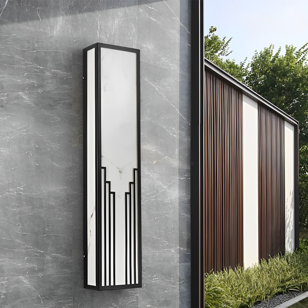 Modern Black Rectangular LED Outdoor Wall Sconce Waterproof IP65 Exterior Light for Porch and Villa