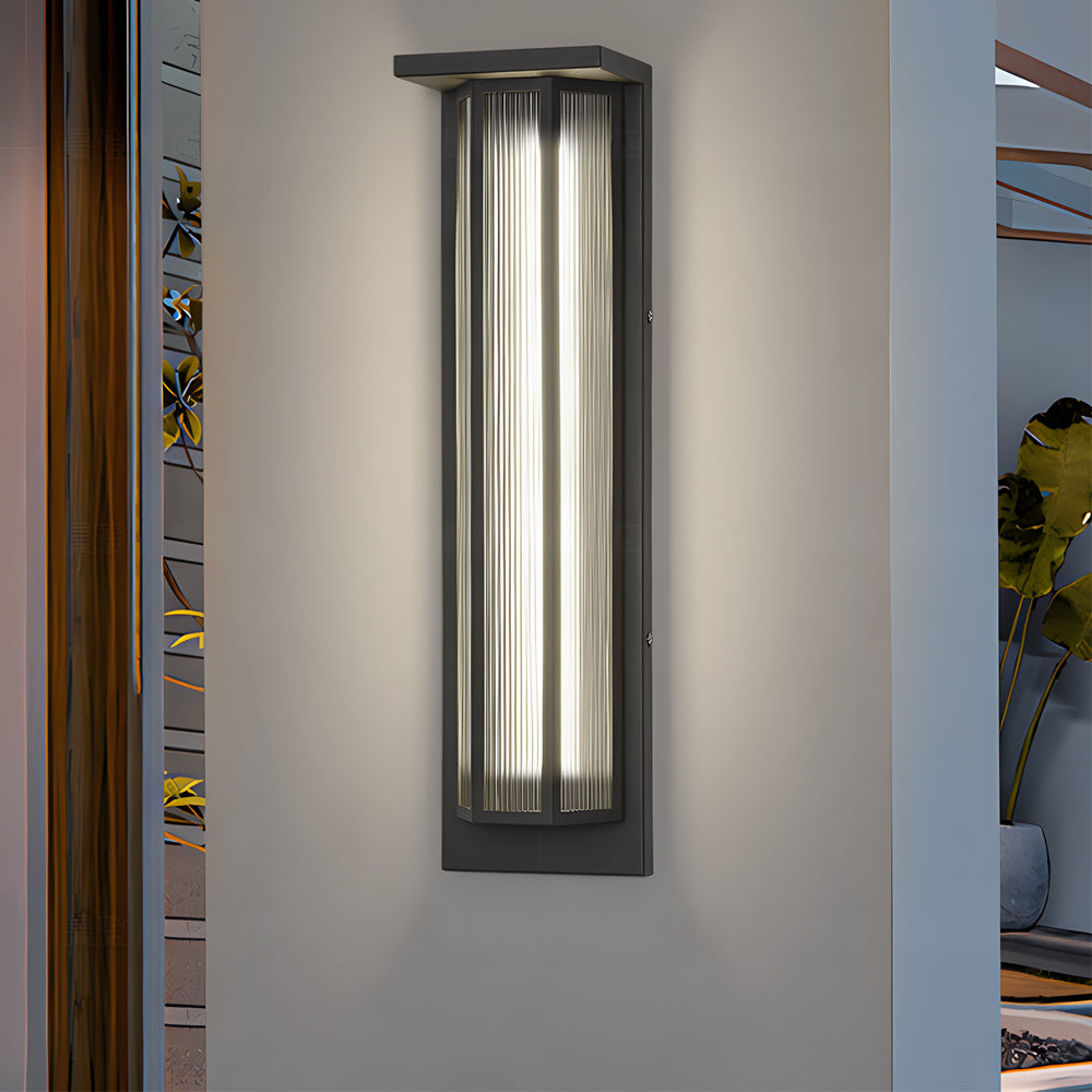 Modern Black Rectangular LED Outdoor Wall Sconce with Acrylic Shade Waterproof Exterior Lighting for Porch