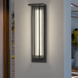 Modern Black Rectangular LED Outdoor Wall Sconce with Acrylic Shade Waterproof Exterior Lighting for Porch
