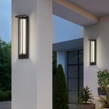 Modern Black Rectangular LED Outdoor Wall Sconce with Acrylic Shade Waterproof Exterior Lighting for Porch