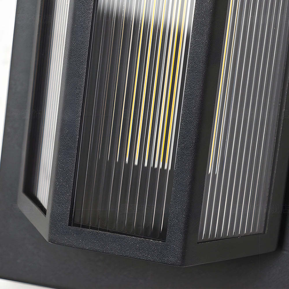 Modern Black Rectangular LED Outdoor Wall Sconce with Acrylic Shade Waterproof Exterior Lighting for Porch