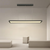 Modern Black Rectangular LED Pendant Light Linear Minimalist Chandelier for Kitchen Island and Living Room