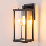 Modern Black Rectangular Outdoor Wall Sconce IP65 Waterproof Glass Exterior Light Fixture