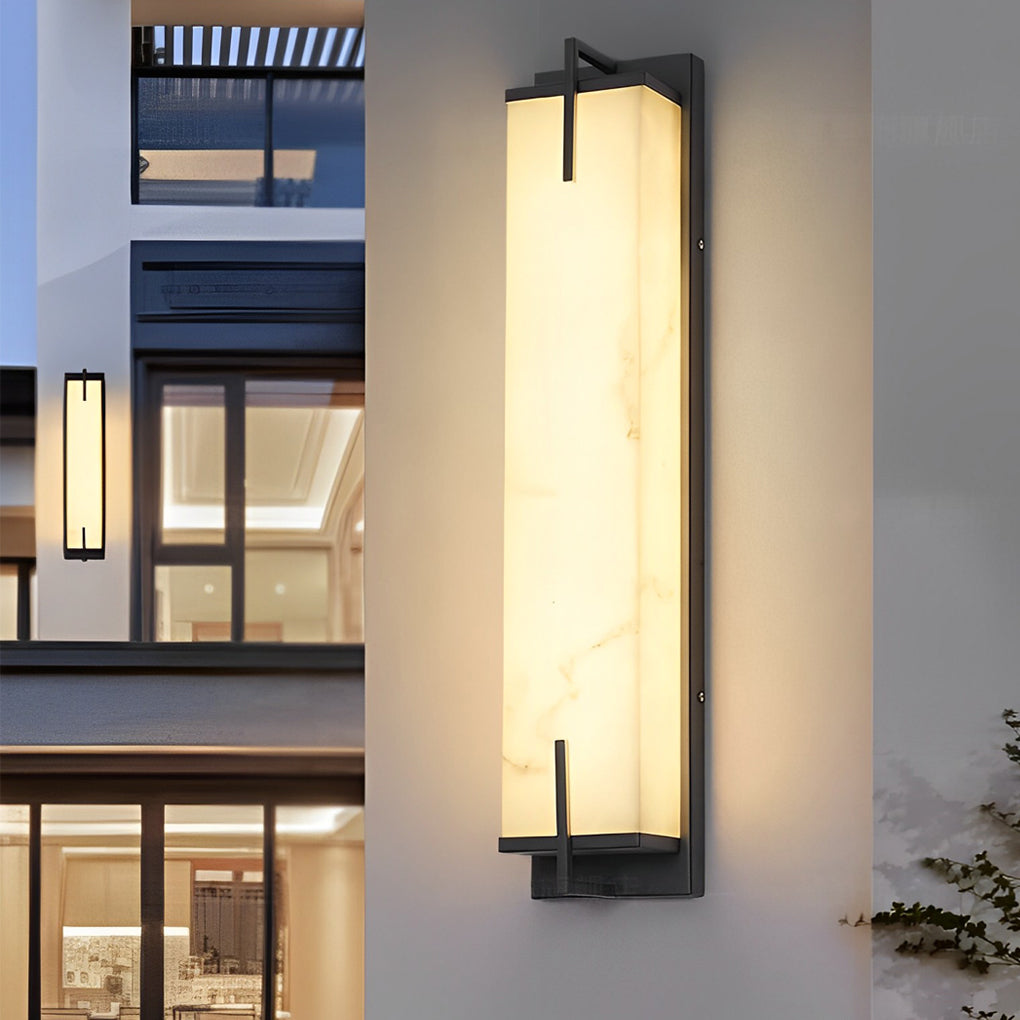 Modern Black Resin Outdoor LED Wall Sconce Waterproof Exterior Light for Balcony Garden