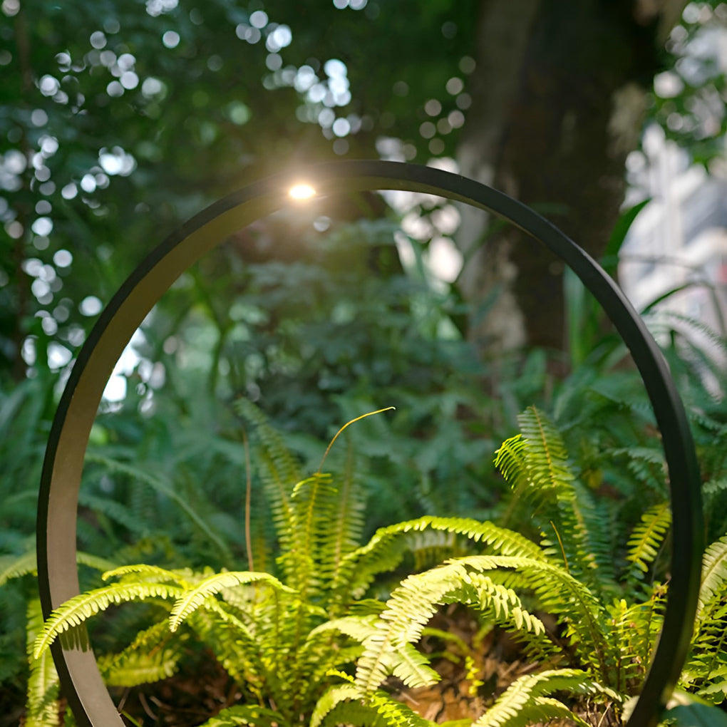 Modern Black Ring LED Landscape Pathway Lighting Waterproof Outdoor Circular Lawn Lamp