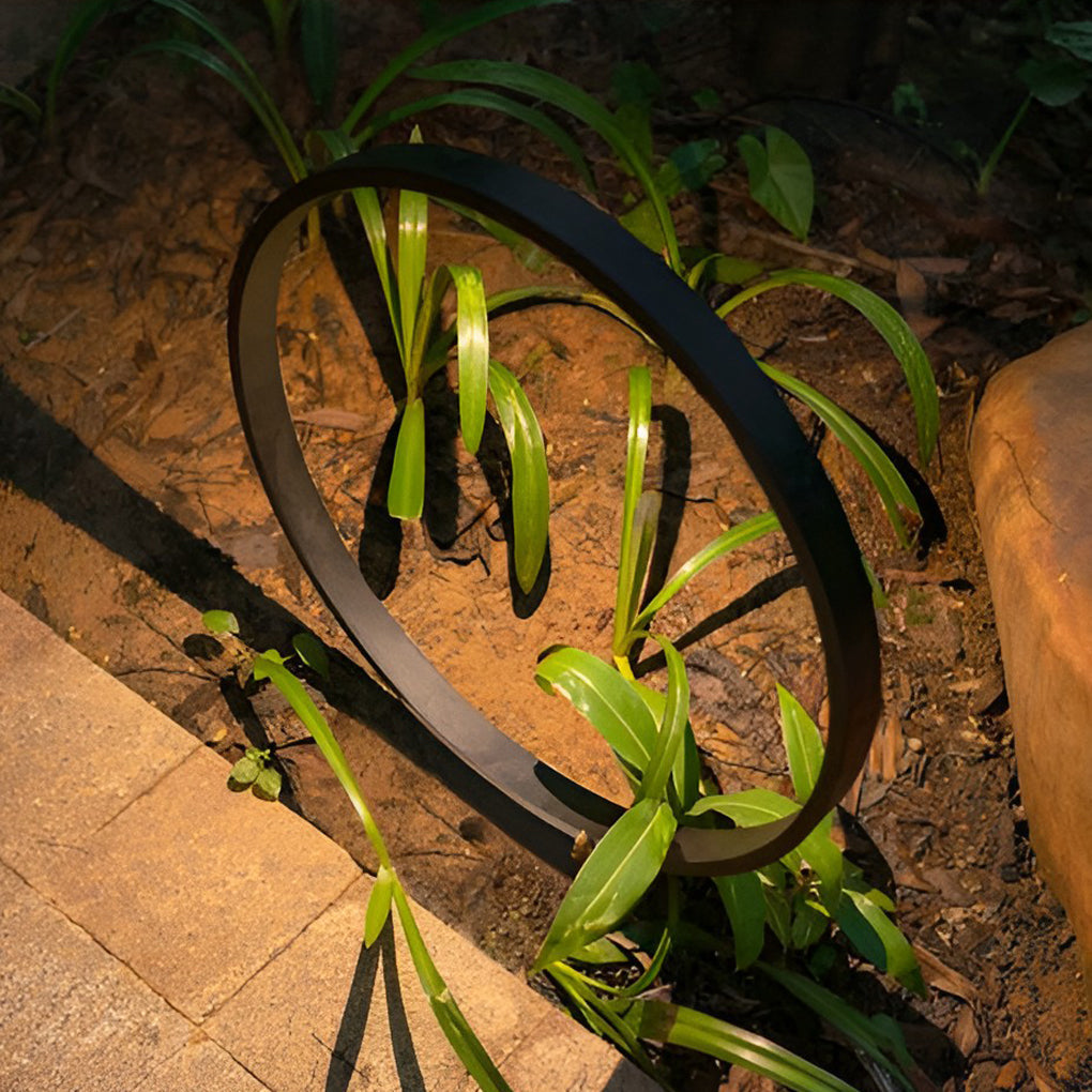 Modern Black Ring LED Landscape Pathway Lighting Waterproof Outdoor Circular Lawn Lamp