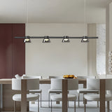 Modern Black Ring LED Pendant Light with Smoke Gray Glass Shades and Integrated Dimmable Lighting