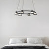 Modern Black Ring LED Pendant Light with Smoke Gray Glass Shades and Integrated Dimmable Lighting
