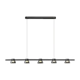 Modern Black Ring LED Pendant Light with Smoke Gray Glass Shades and Integrated Dimmable Lighting