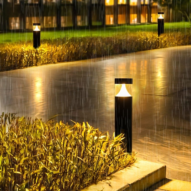 Modern Black Round Aluminum Outdoor Post Lamp Waterproof LED Landscape Light for Garden