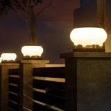 Modern Black Round Drum LED Solar Fence Post Lights Waterproof Outdoor Garden Deck Cap Lighting