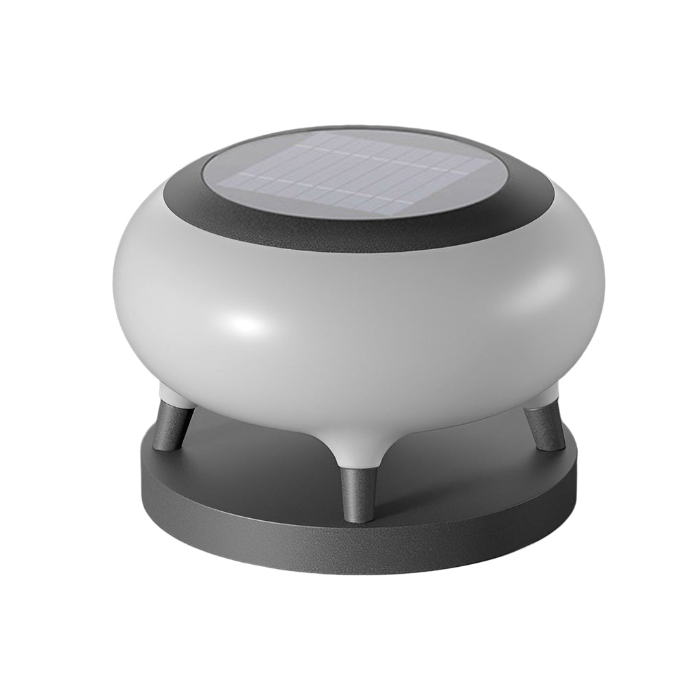 Modern Black Round Drum LED Solar Fence Post Lights Waterproof Outdoor Garden Deck Cap Lighting