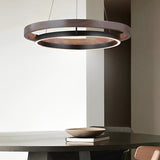Modern Black Round LED Pendant Light Minimalist Three Color Dimmable Chandelier for Living Dining Room