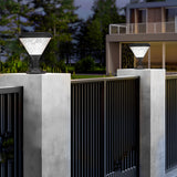 Modern Black Round Solar LED Post Light Outdoor Waterproof Pier Lamp for Fence and Deck