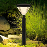 Modern Black Round Solar Powered Outdoor LED Garden Lights for Post Wall and Lawn