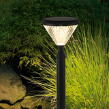 Modern Black Round Solar Powered Outdoor LED Garden Lights for Post Wall and Lawn