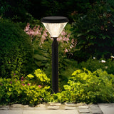Modern Black Round Solar Powered Outdoor LED Garden Lights for Post Wall and Lawn