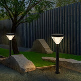 Modern Black Round Solar Powered Outdoor LED Garden Lights for Post Wall and Lawn