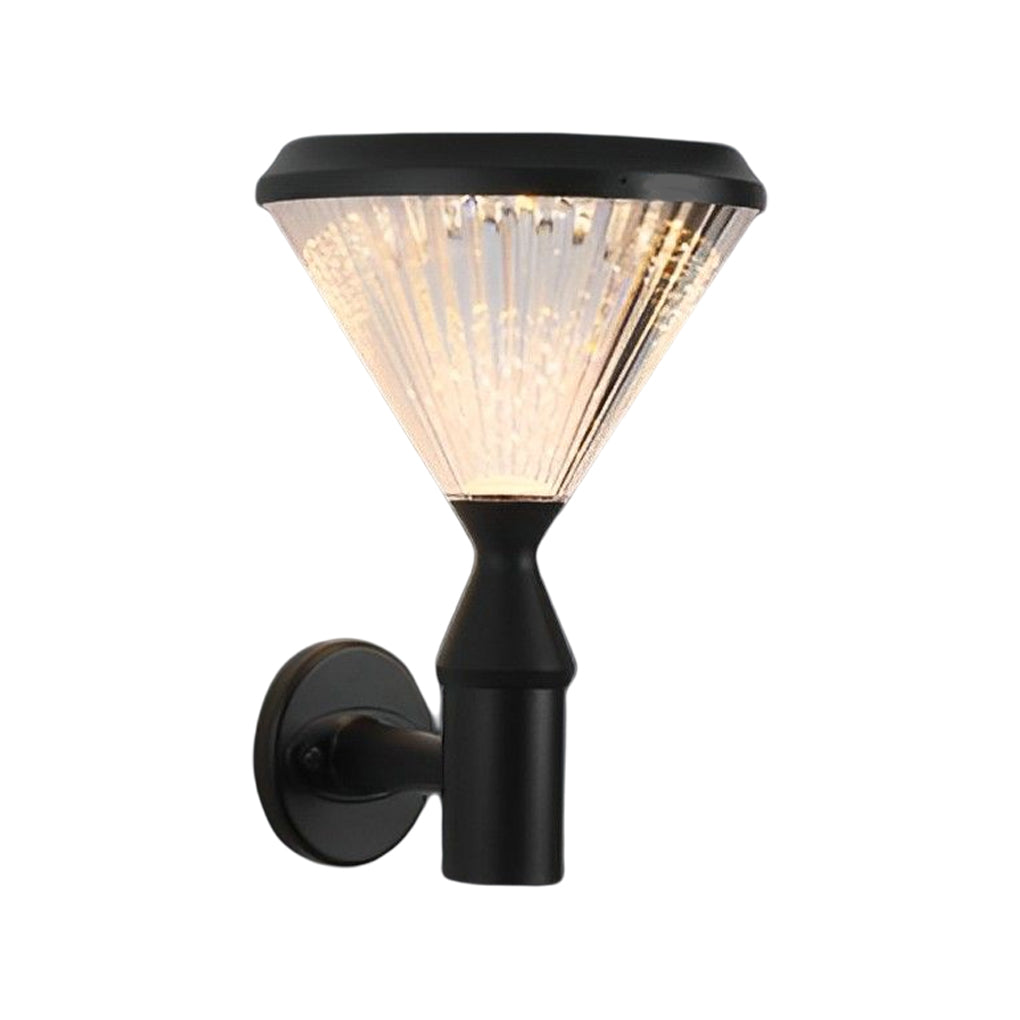 Modern Black Round Solar Powered Outdoor LED Garden Lights for Post Wall and Lawn