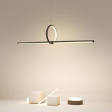 Modern Black Round Tube Pendant Light Minimalist PMMA LED Strip Chandelier