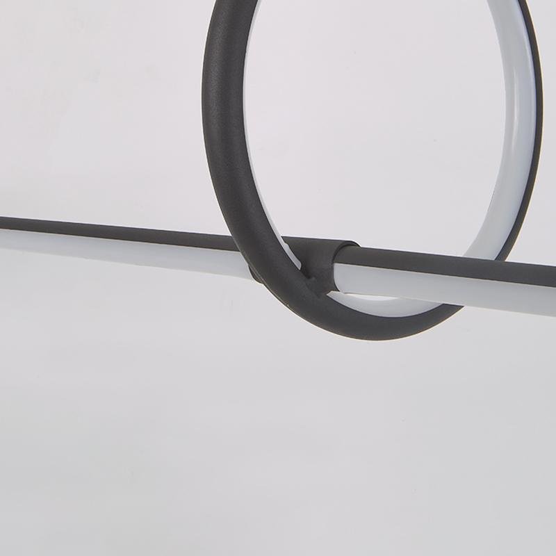 Modern Black Round Tube Pendant Light Minimalist PMMA LED Strip Chandelier