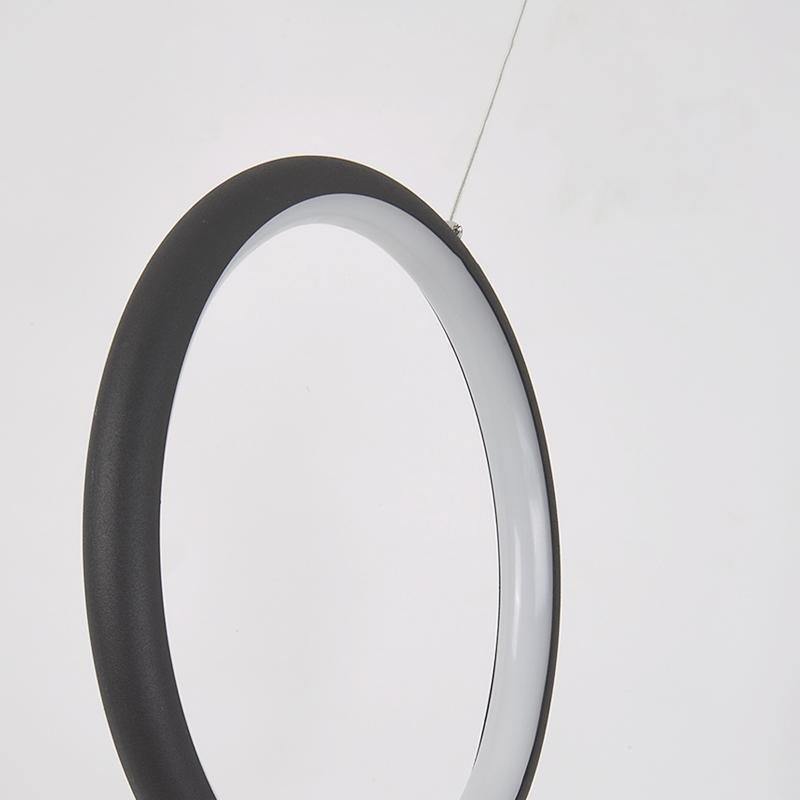 Modern Black Round Tube Pendant Light Minimalist PMMA LED Strip Chandelier
