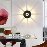 Modern Black Round Waterproof LED Wall Sconce Outdoor Decorative Flower Pattern Washer Light
