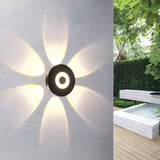 Modern Black Round Waterproof LED Wall Sconce Outdoor Decorative Flower Pattern Washer Light