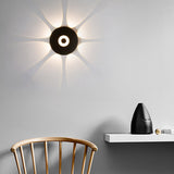 Modern Black Round Waterproof LED Wall Sconce Outdoor Decorative Flower Pattern Washer Light