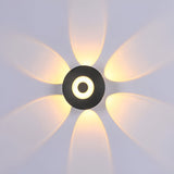 Modern Black Round Waterproof LED Wall Sconce Outdoor Decorative Flower Pattern Washer Light