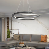 Modern Black Semi Circular LED Chandelier with 3 Step Dimming for Dining and Living Rooms