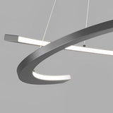 Modern Black Semi Circular LED Chandelier with 3 Step Dimming for Dining and Living Rooms