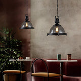 Modern Black Semicircular Glass Pendant Light Industrial Bowl Chandelier for Dining Room
