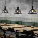Modern Black Semicircular Glass Pendant Light Industrial Bowl Chandelier for Dining Room
