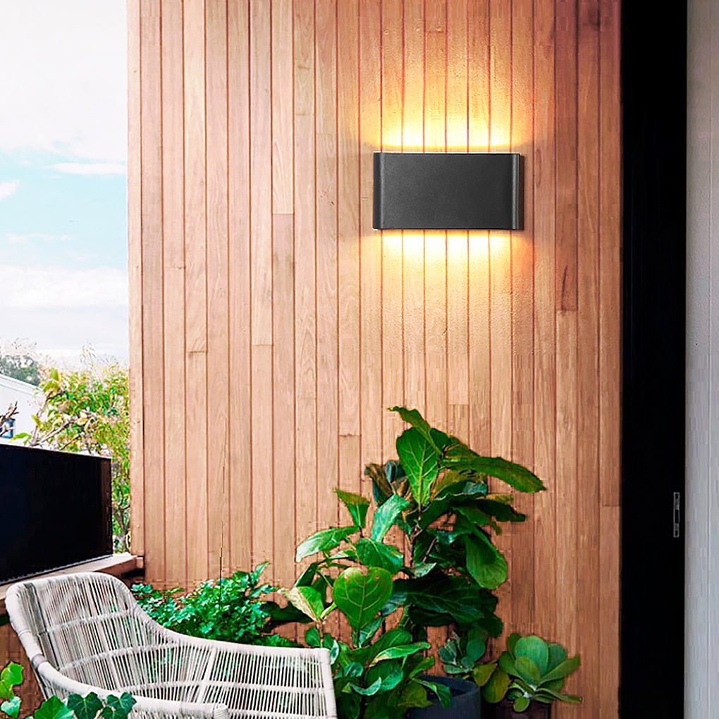 Modern Black Slim Outdoor LED Wall Sconce Waterproof Up Down Exterior Porch Light