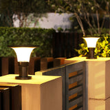 Modern Black Solar Fence Post Light Waterproof Round LED Outdoor Pillar Lamp for Garden Yard