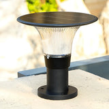 Modern Black Solar Fence Post Light Waterproof Round LED Outdoor Pillar Lamp for Garden Yard