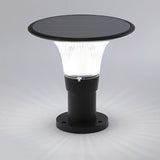 Modern Black Solar Fence Post Light Waterproof Round LED Outdoor Pillar Lamp for Garden Yard