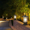 Modern Black Solar Fence Post Lights Waterproof Outdoor Garden Lantern with Remote Control Dimming