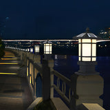 Modern Black Solar Fence Post Lights Waterproof Outdoor Garden Lantern with Remote Control Dimming