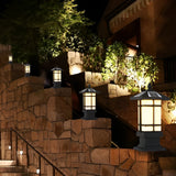 Modern Black Solar Fence Post Lights Waterproof Outdoor Garden Lantern with Remote Control Dimming