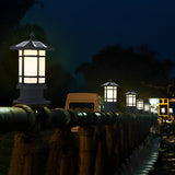Modern Black Solar Fence Post Lights Waterproof Outdoor Garden Lantern with Remote Control Dimming