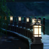 Modern Black Solar Fence Post Lights Waterproof Outdoor Garden Lantern with Remote Control Dimming