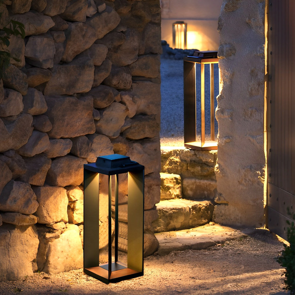 Modern Black Solar Lawn Lamp Waterproof LED Outdoor Floor Light for Garden Yard