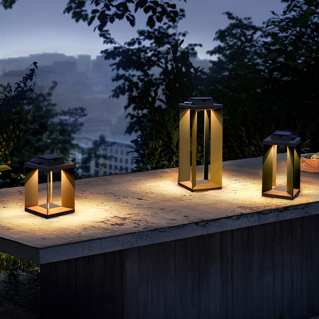 Modern Black Solar Lawn Lamp Waterproof LED Outdoor Floor Light for Garden Yard
