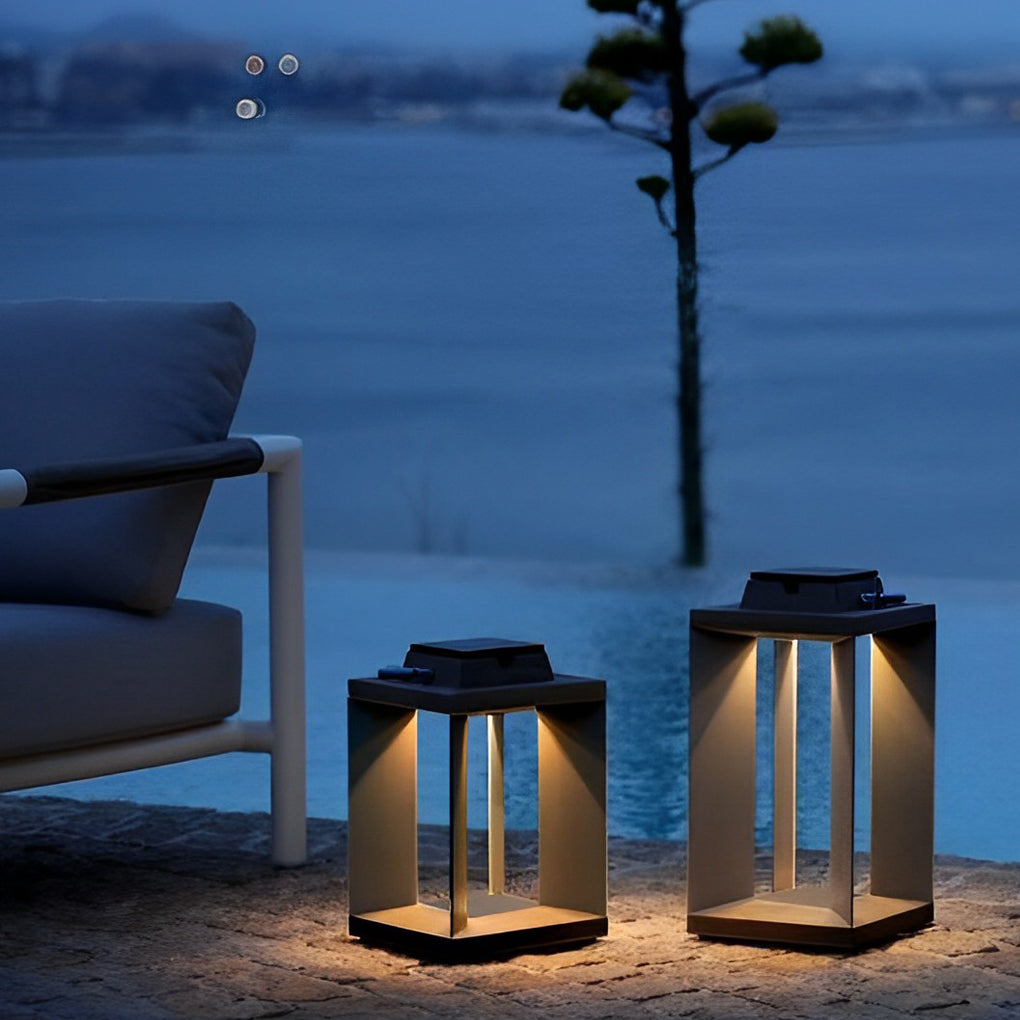 Modern Black Solar Lawn Lamp Waterproof LED Outdoor Floor Light for Garden Yard