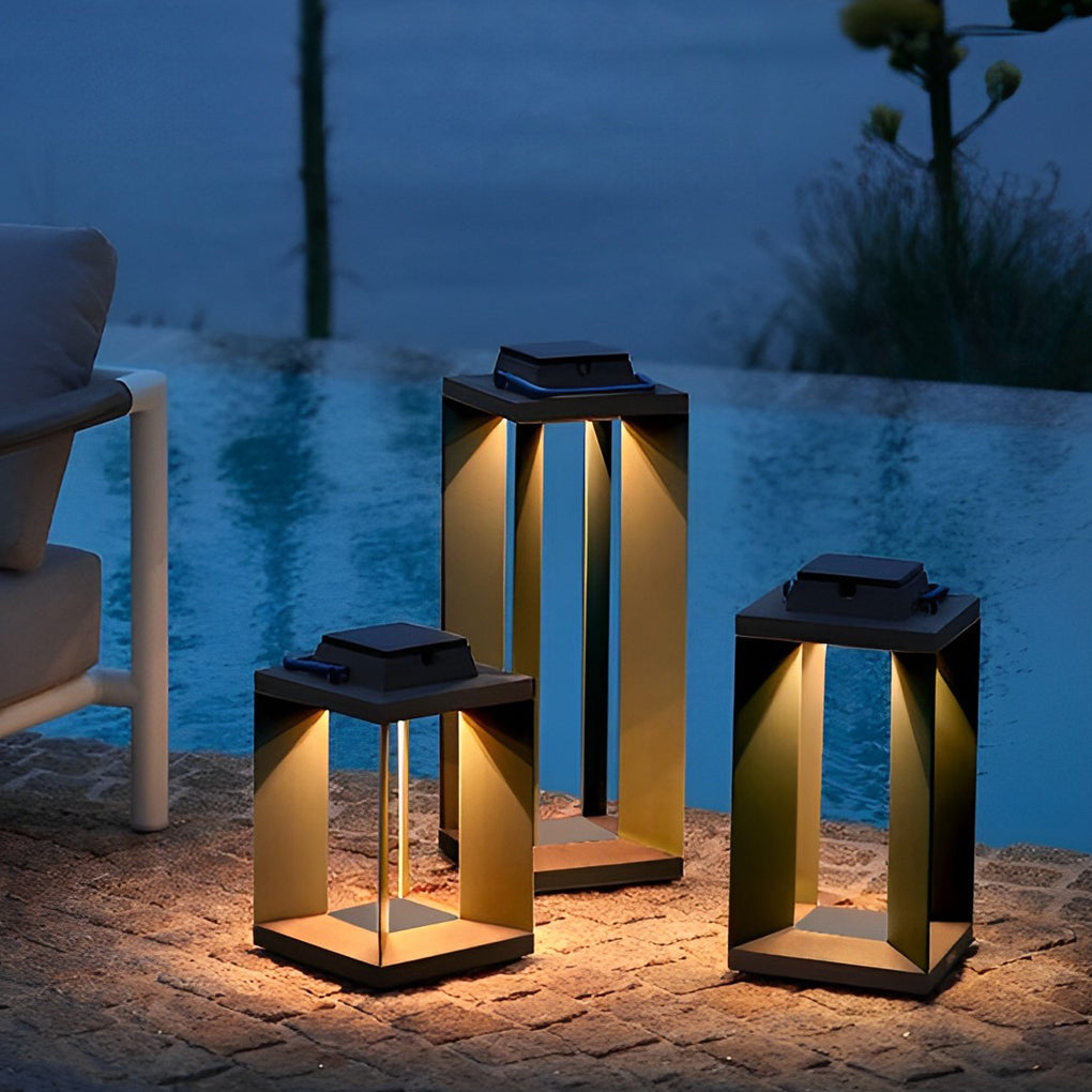 Modern Black Solar Lawn Lamp Waterproof LED Outdoor Floor Light for Garden Yard