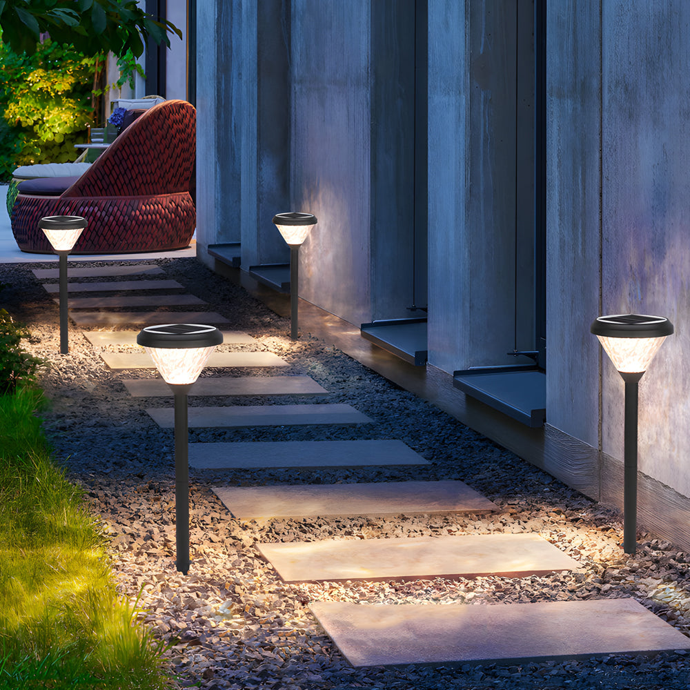 Modern Black Solar LED Landscape Path Lights with Ground Stake for Garden and Walkway