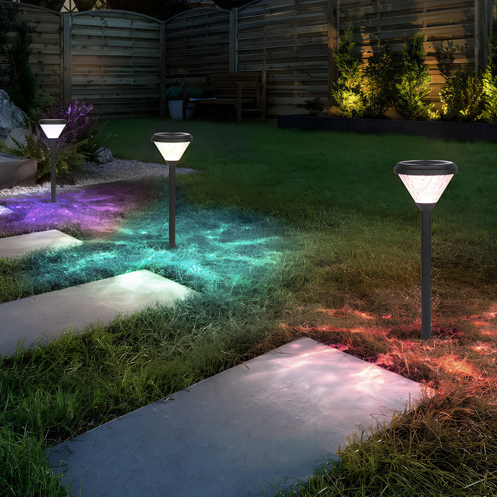 Modern Black Solar LED Landscape Path Lights with Ground Stake for Garden and Walkway