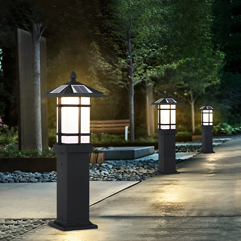 Modern Black Solar Path Lights Waterproof Outdoor LED Lawn Lamps for Garden and Villa